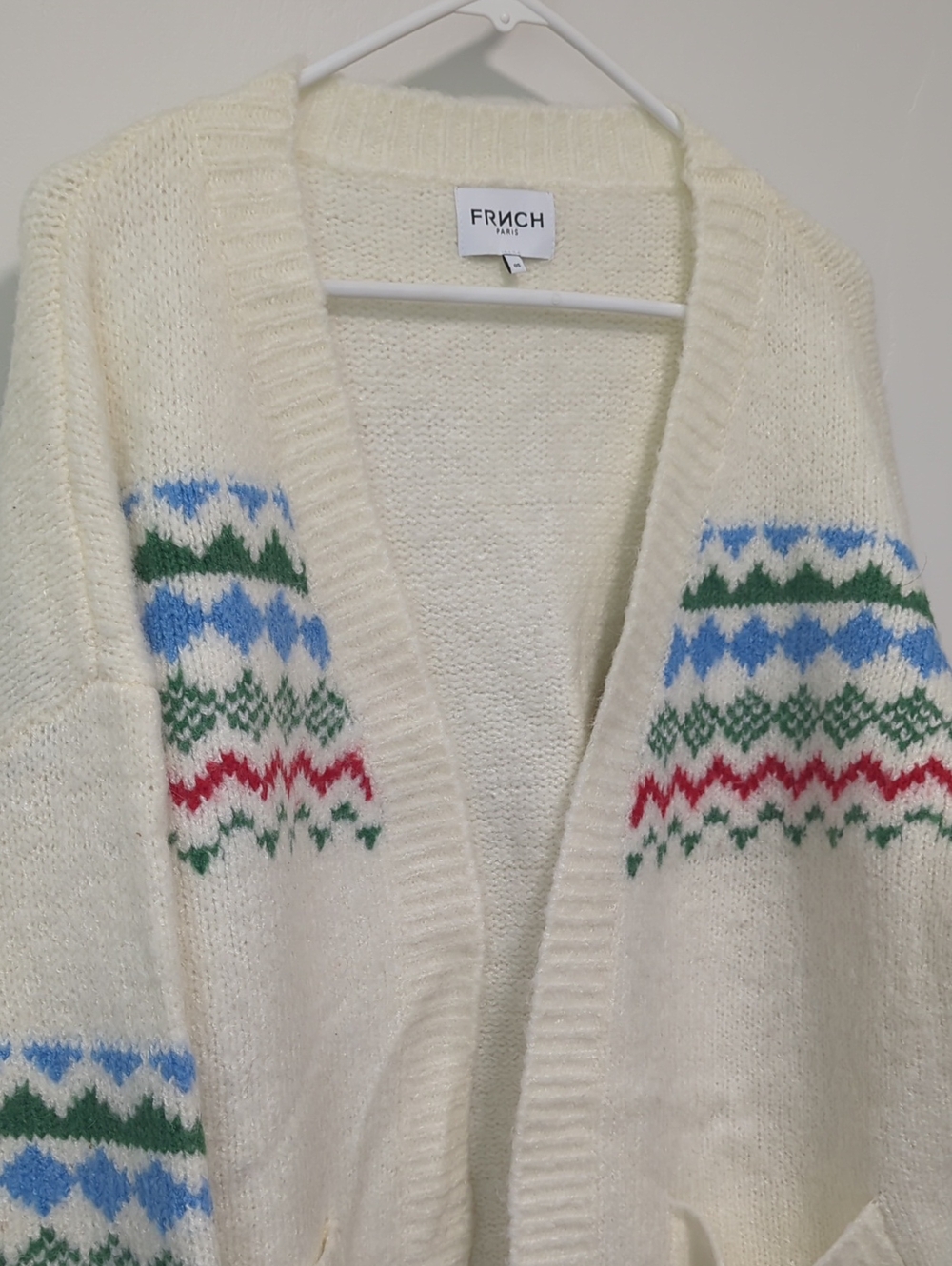 FRNCH Fair Isle Cream Cardigan
